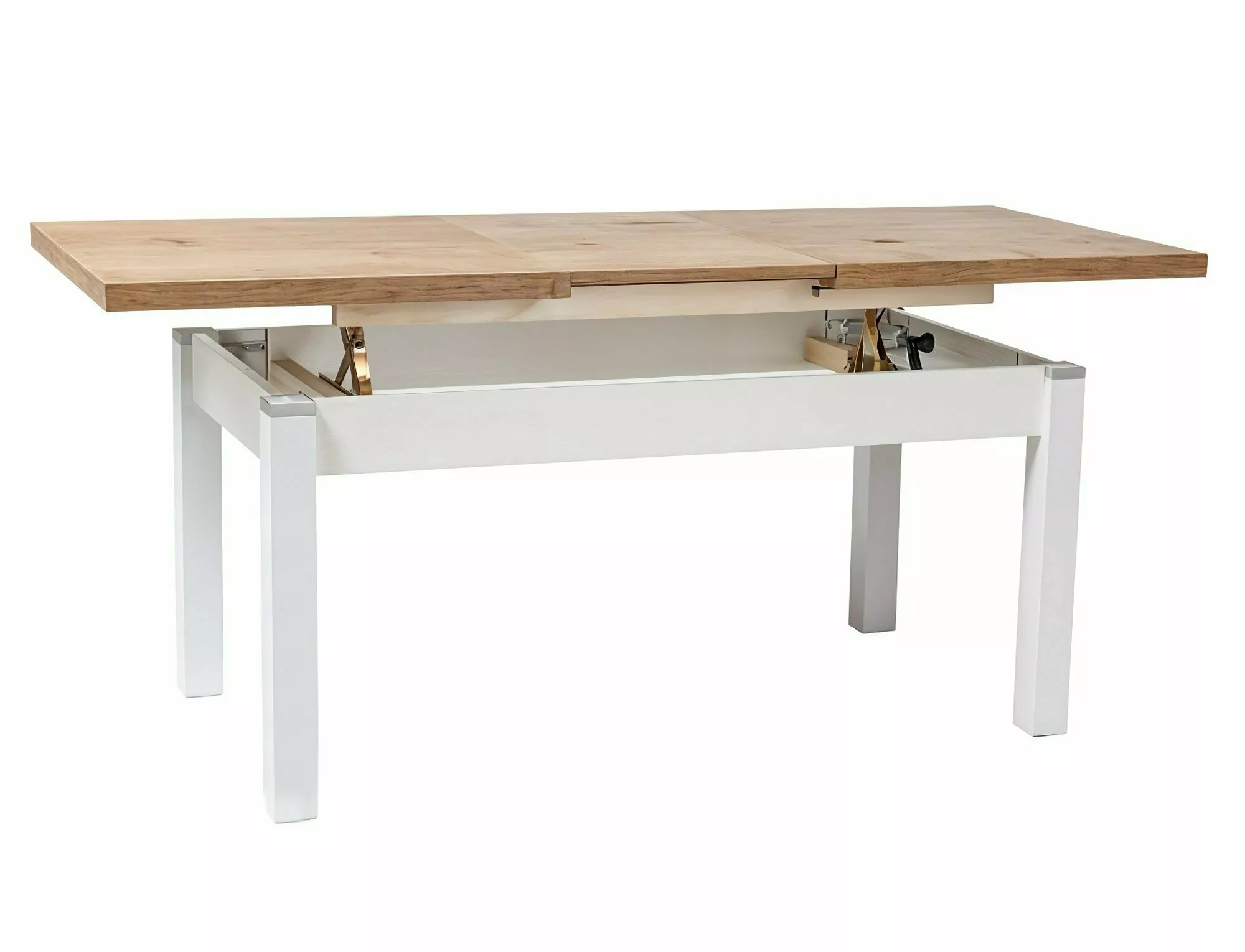 ławostół kleopatra dąb lancelot / biały półmat 124(164)x64x58(68)