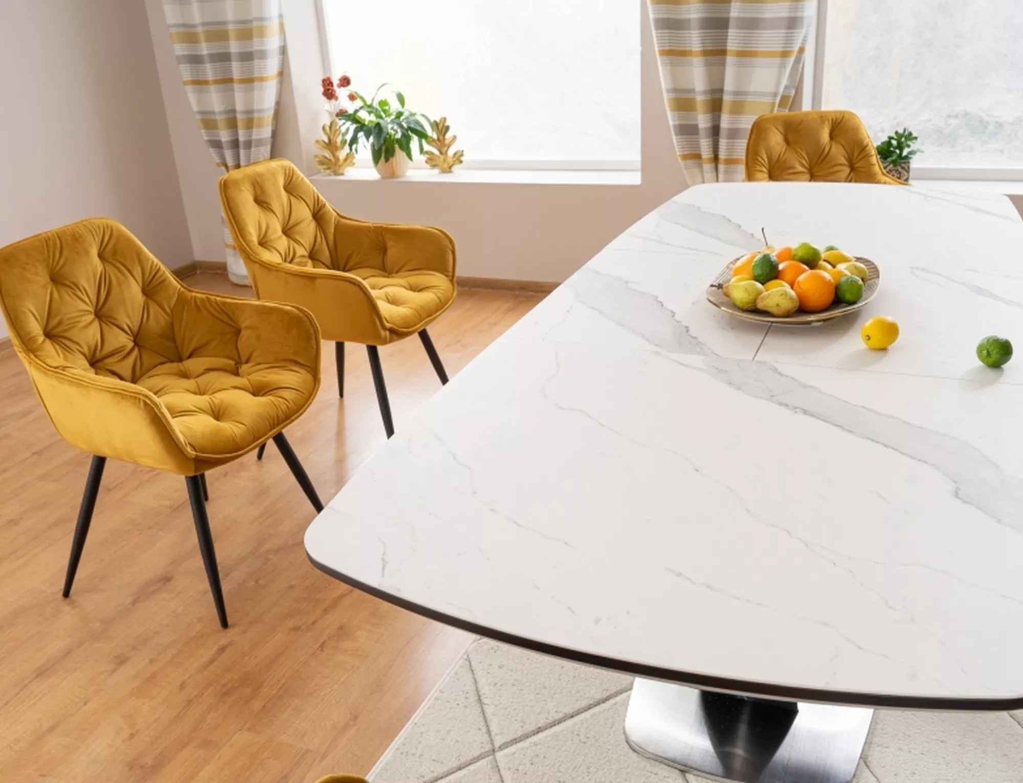 Stół armani ceramic biały efekt marmuru/ czarny mat 160(220)x90