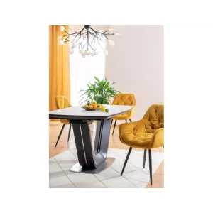 Stół armani ceramic biały efekt marmuru/ czarny mat 160(220)x90