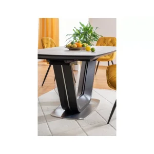 Stół armani ceramic biały efekt marmuru/ czarny mat 160(220)x90