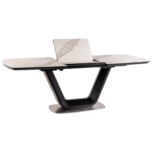 Stół armani ceramic biały efekt marmuru/ czarny mat 160(220)x90