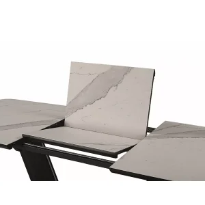 Stół armani ceramic biały efekt marmuru/ czarny mat 160(220)x90