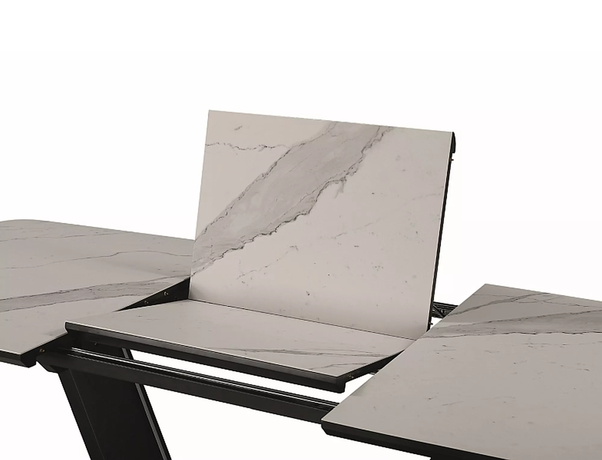 Stół armani ceramic biały efekt marmuru/ czarny mat 160(220)x90