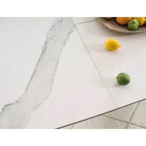 Stół armani ceramic biały efekt marmuru/ czarny mat 160(220)x90