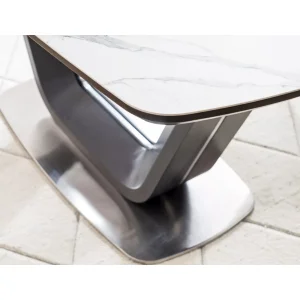 Stół armani ceramic biały efekt marmuru/ czarny mat 160(220)x90