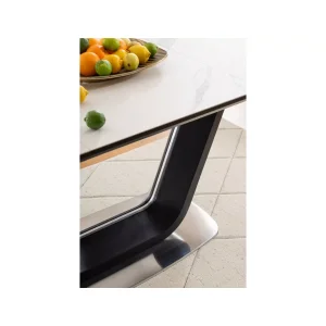 Stół armani ceramic biały efekt marmuru/ czarny mat 160(220)x90