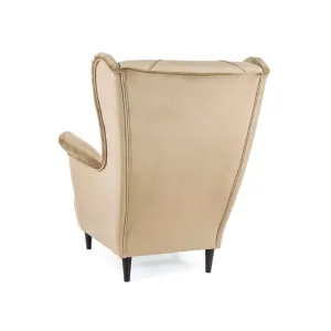Fotel lady velvet beżowy bluvel 28 / wenge