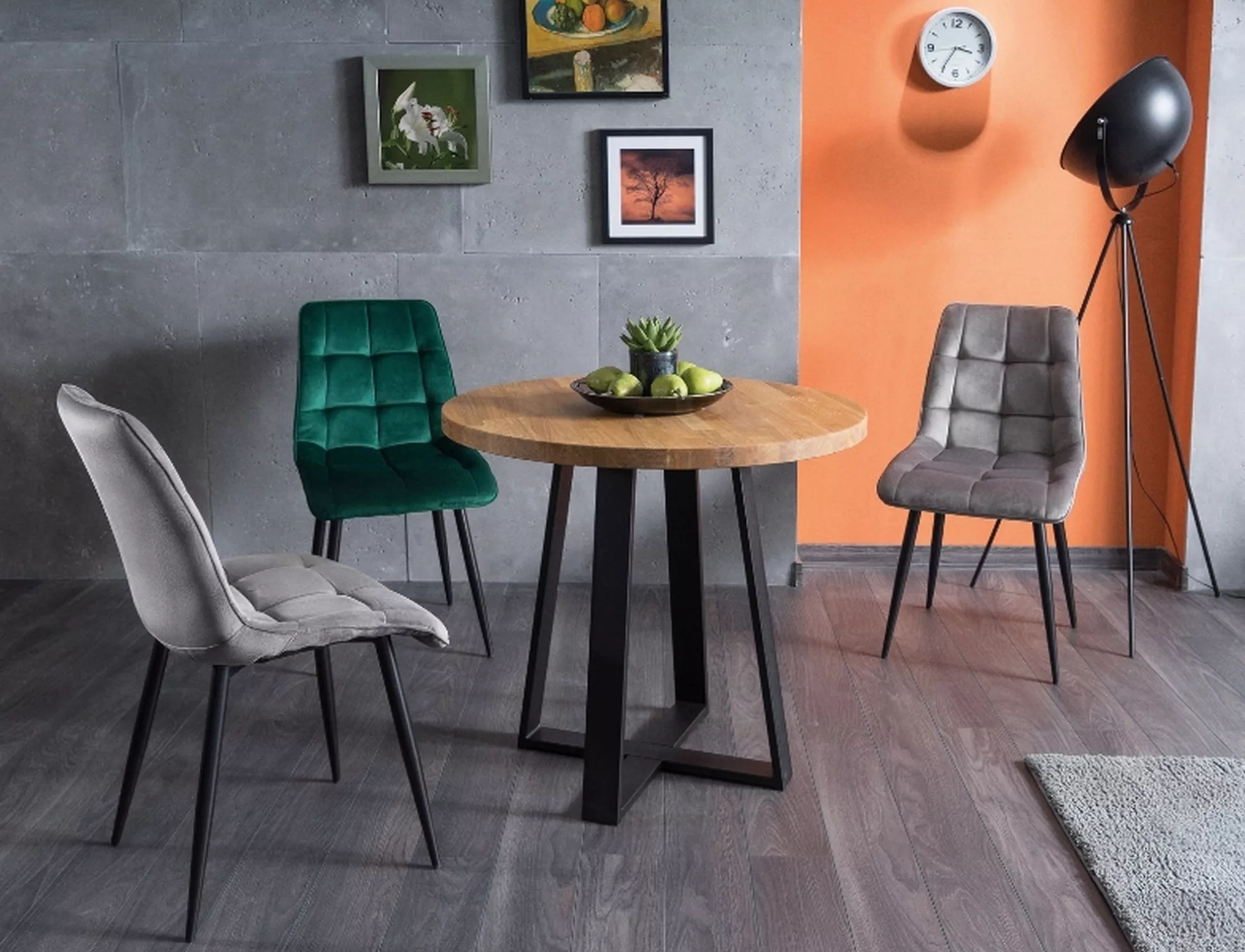 Krzesło chic velvet czarny stelaż/szary bluvel14