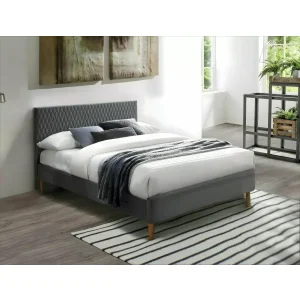 łóżko azurro velvet 160x200 kolor szary/dąb tapicerka bluvel 14