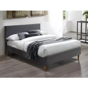 łóżko azurro velvet 160x200 kolor szary/dąb tapicerka bluvel 14