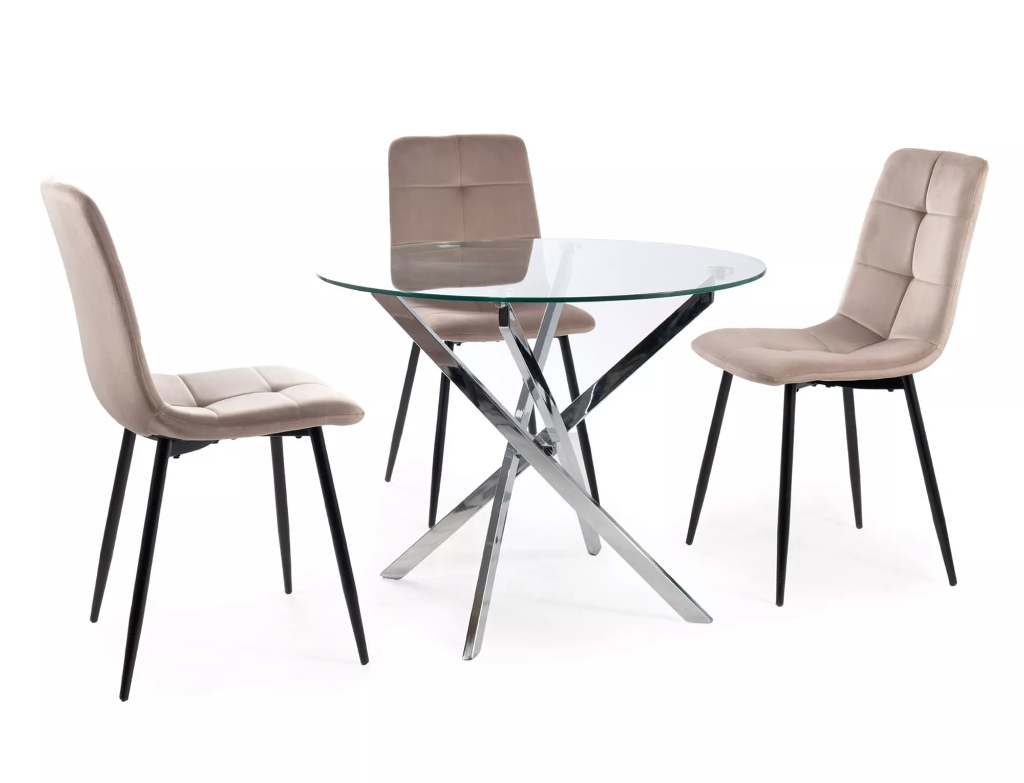 Stół agis transparentny/chrom 90x90