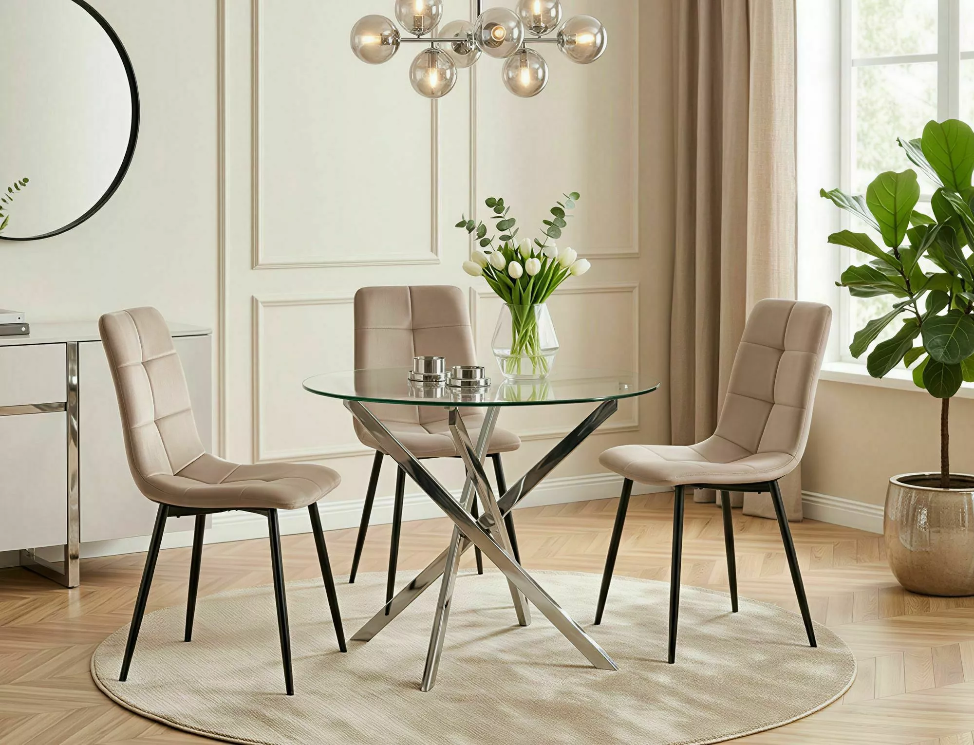 Stół agis transparentny/chrom 90x90