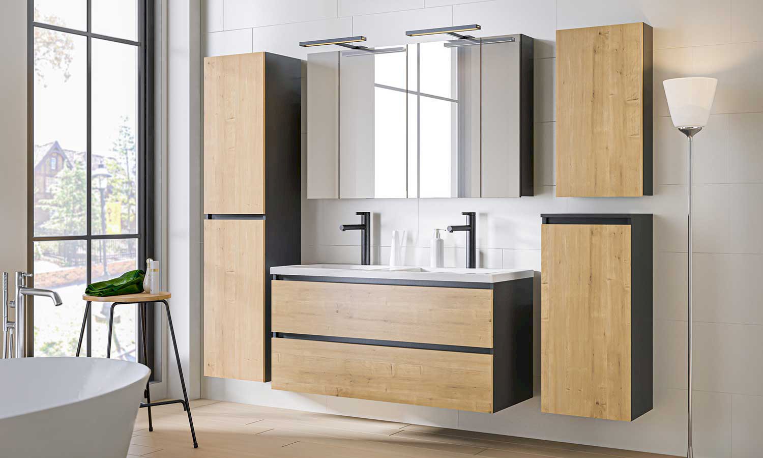 Szafka z lustrem 3D Monako Grey