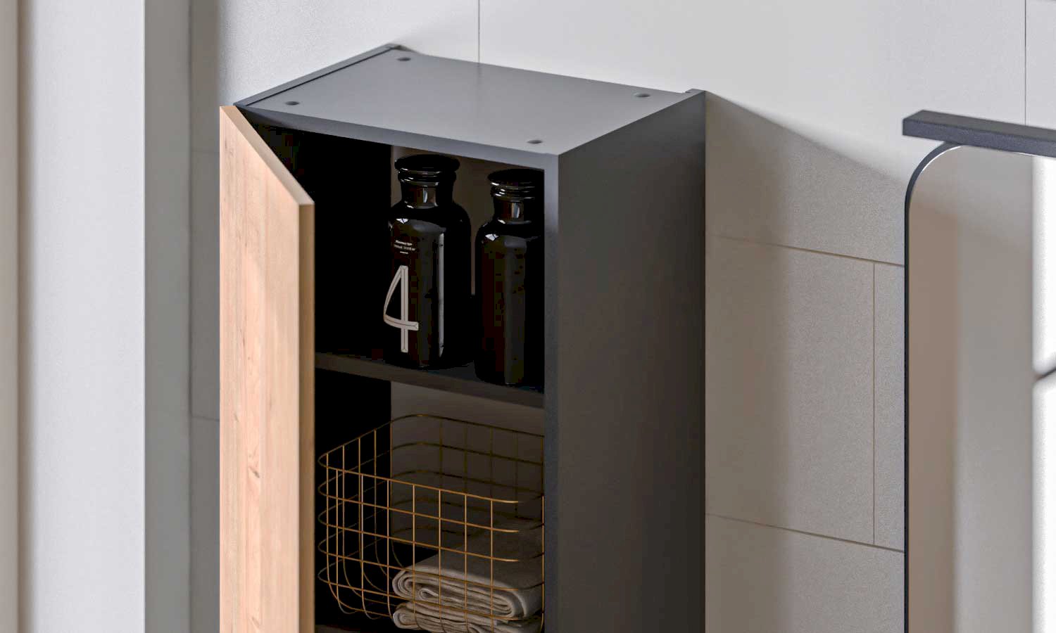 Szafka z lustrem 3D Monako Grey