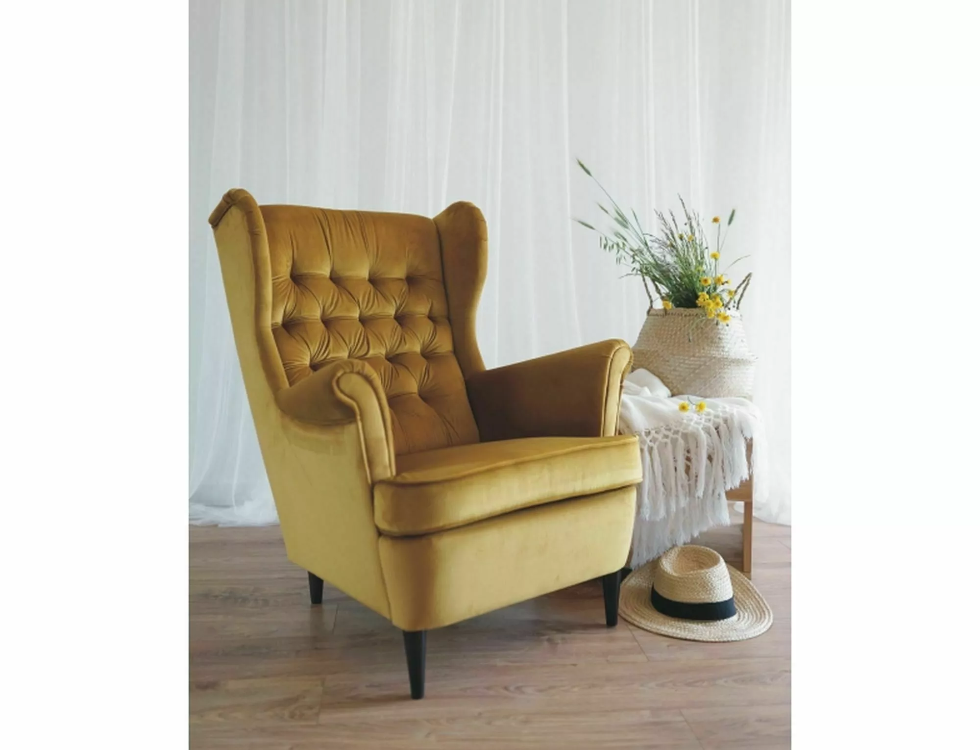 Fotel harry velvet curry bluvel 68 / wenge