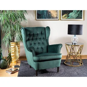 Fotel harry velvet zielony bluvel 78 / wenge