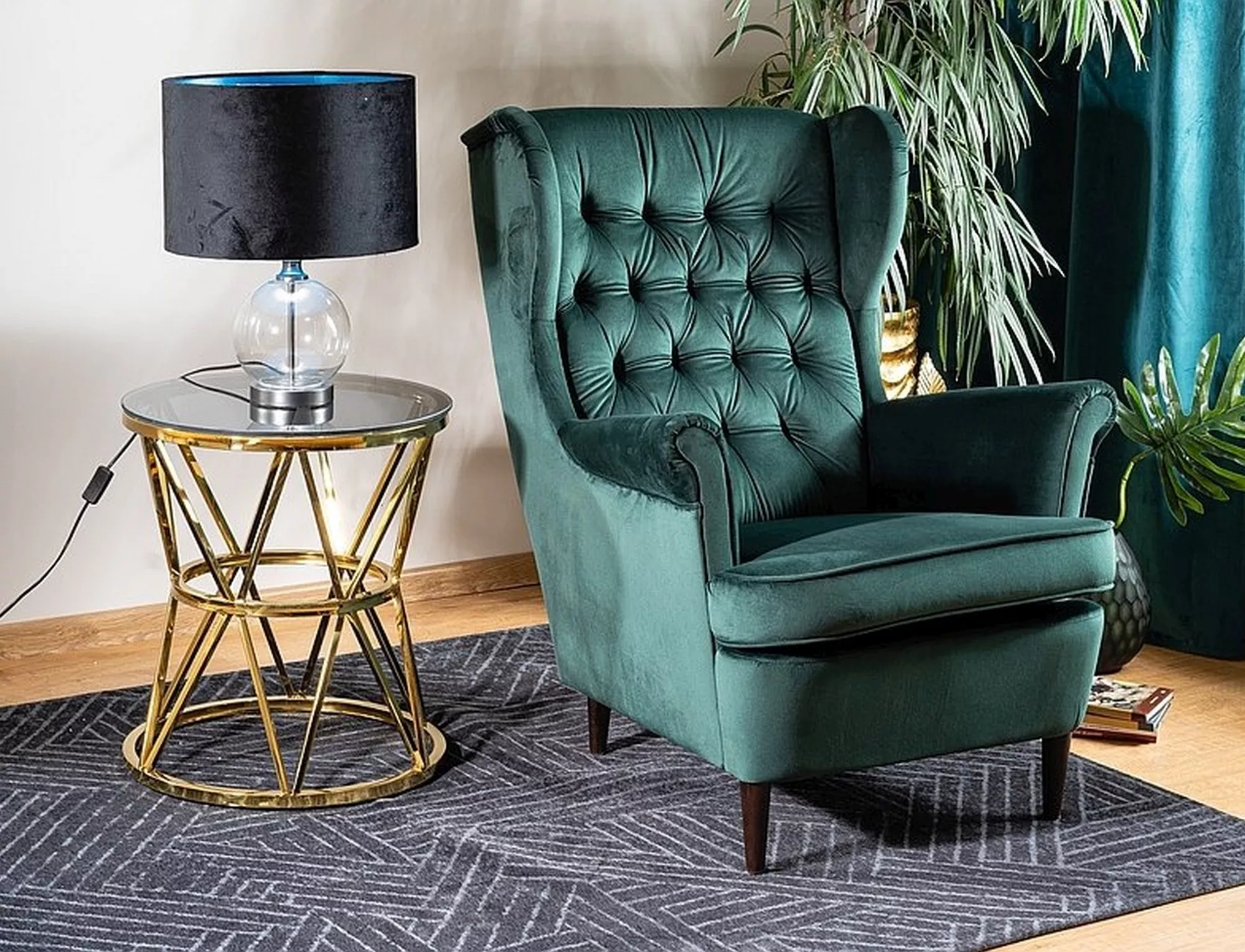 Fotel harry velvet zielony bluvel 78 / wenge