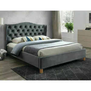 łóżko aspen velvet 160x200 kolor szary/dąb tapicerka bluvel 14