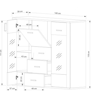 Gress Komoda z Barkiem 2w3s1b