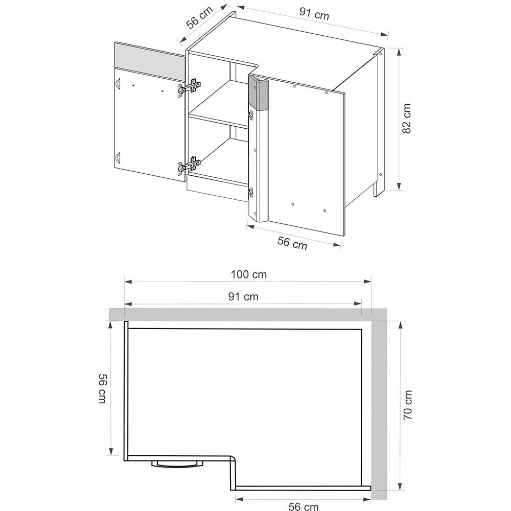 Szafka kuchenna Glamour 15D narożna