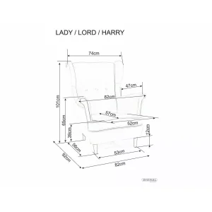 Fotel harry velvet czarny bluvel 19 / wenge