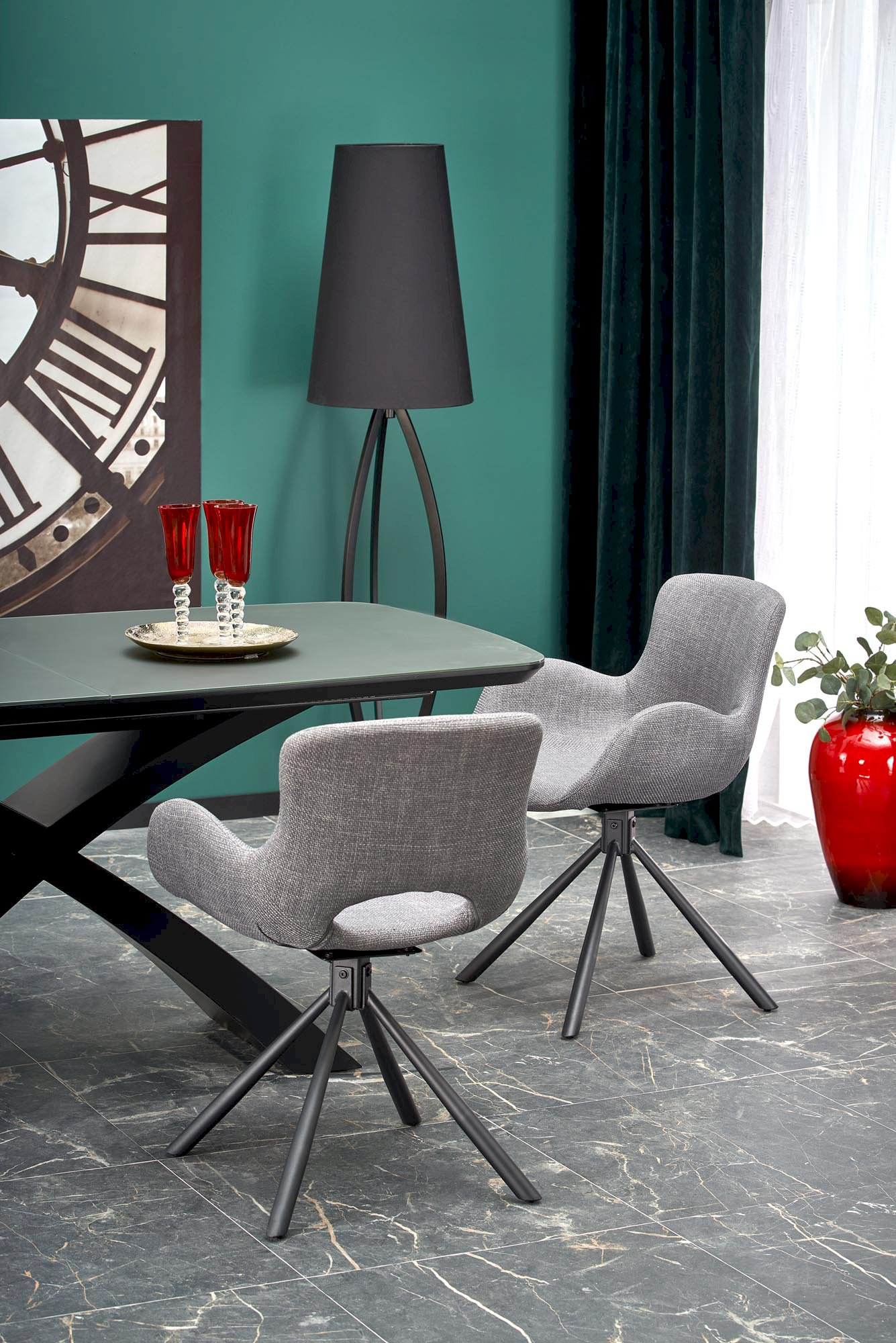 SILVESTRO stół rozkładany blat - ciemny popiel, noga - czarny