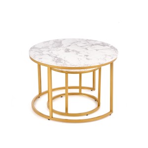 PAOLA zestaw 2 ław, marmur / złoty