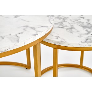 PAOLA zestaw 2 ław, marmur / złoty