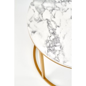 PAOLA zestaw 2 ław, marmur / złoty