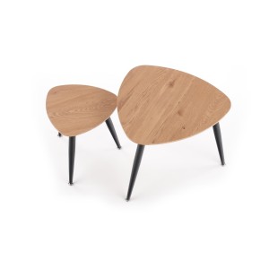 NICEA 2, zestaw 2 ław dąb złoty/czarny (2p=2szt)