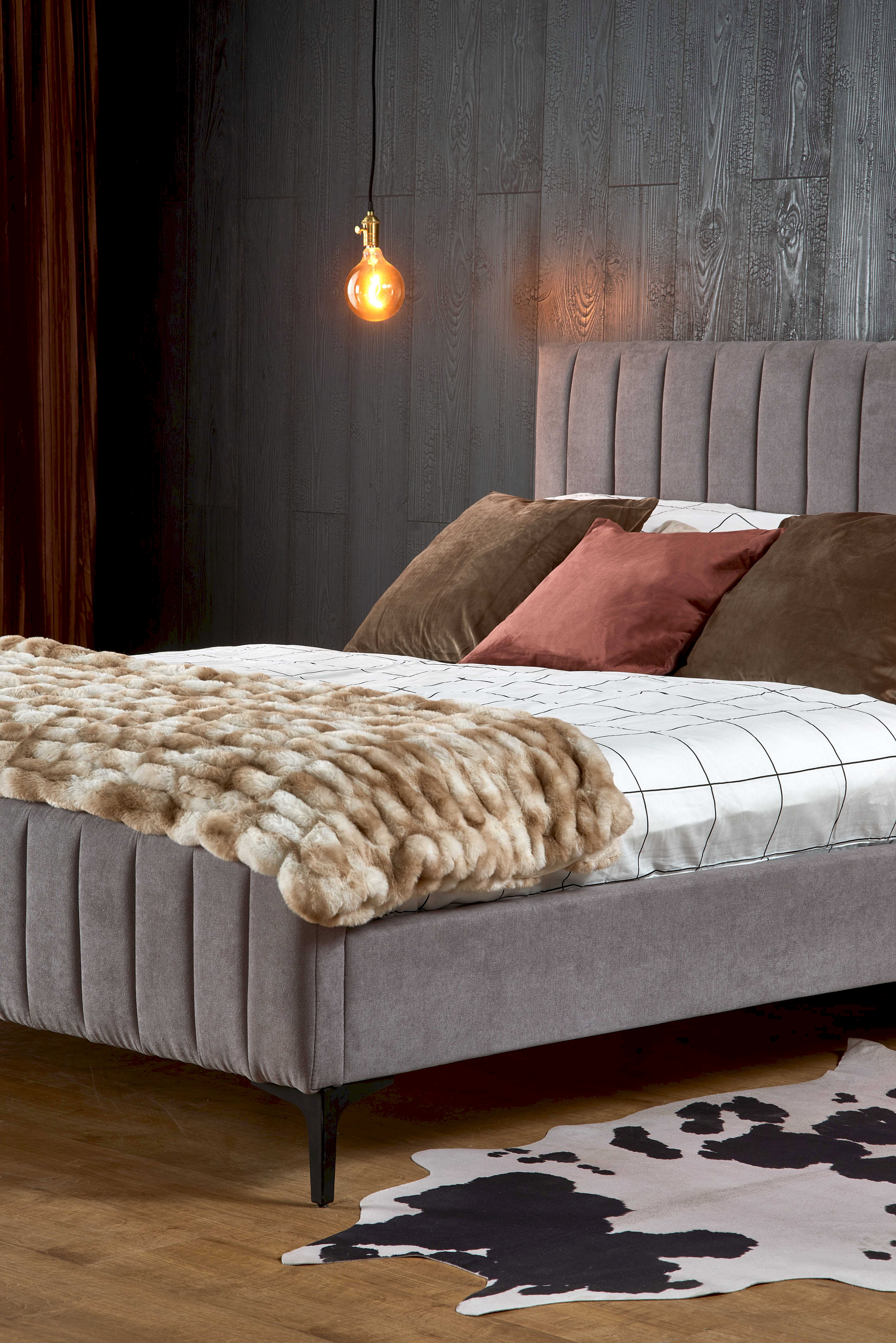 FRANCESCA 160, łóżko, jasny popielaty