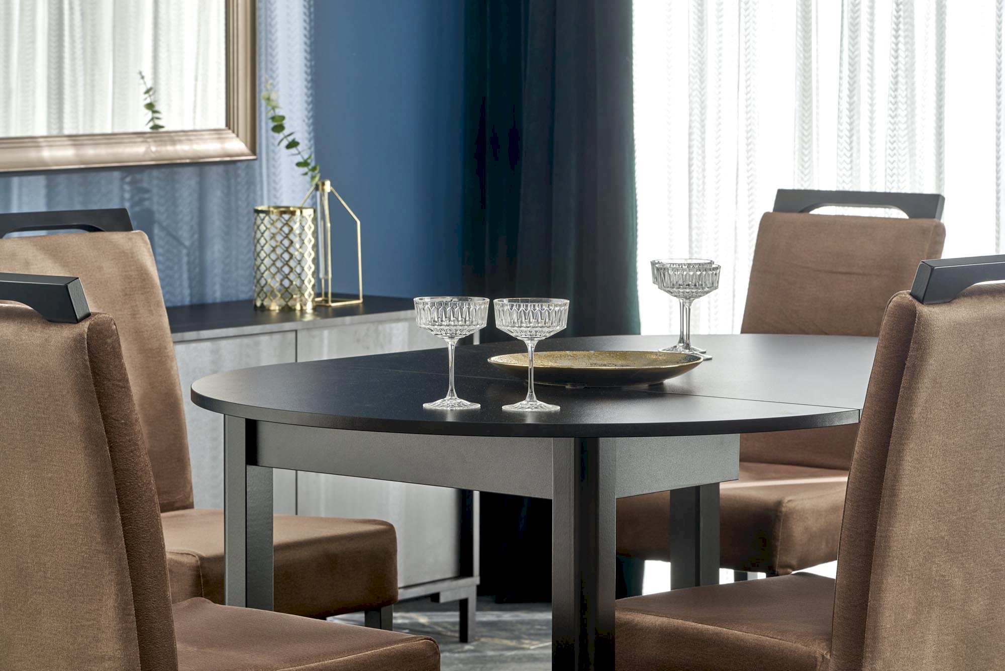 RINGO stół kolor blat czarny, nogi - czarny (102-142x102x76 cm)