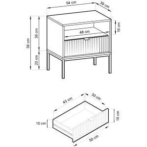 NOVA BIAŁY STOLIK NOCNY - S54