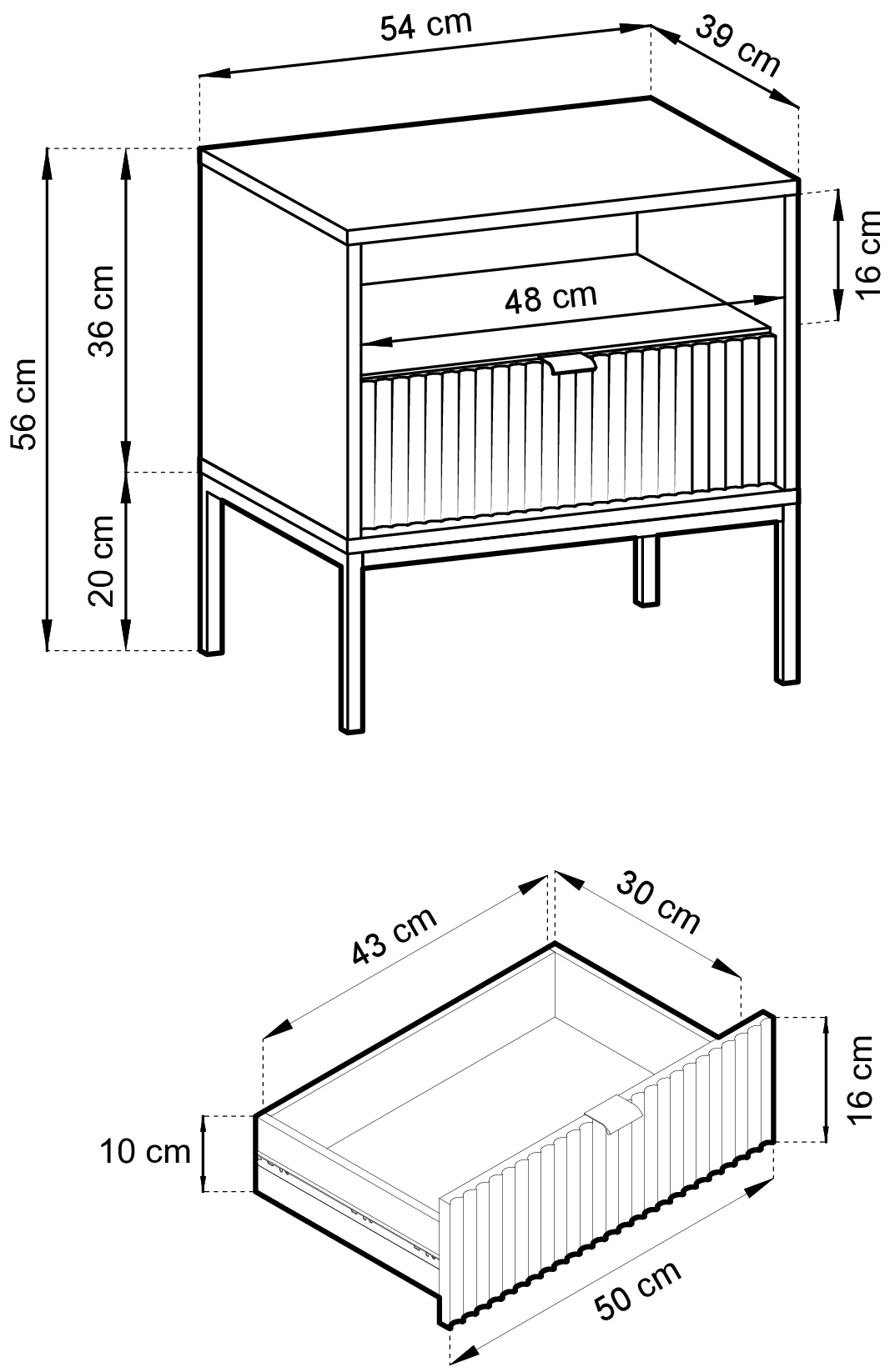 NOVA CZARNY STOLIK NOCNY - S54