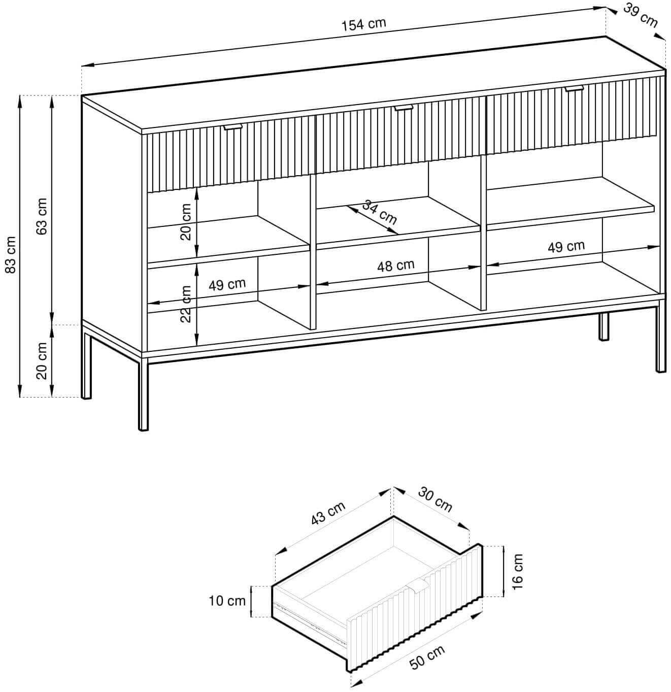 NOVA SZARY KOMODA - KSZ154