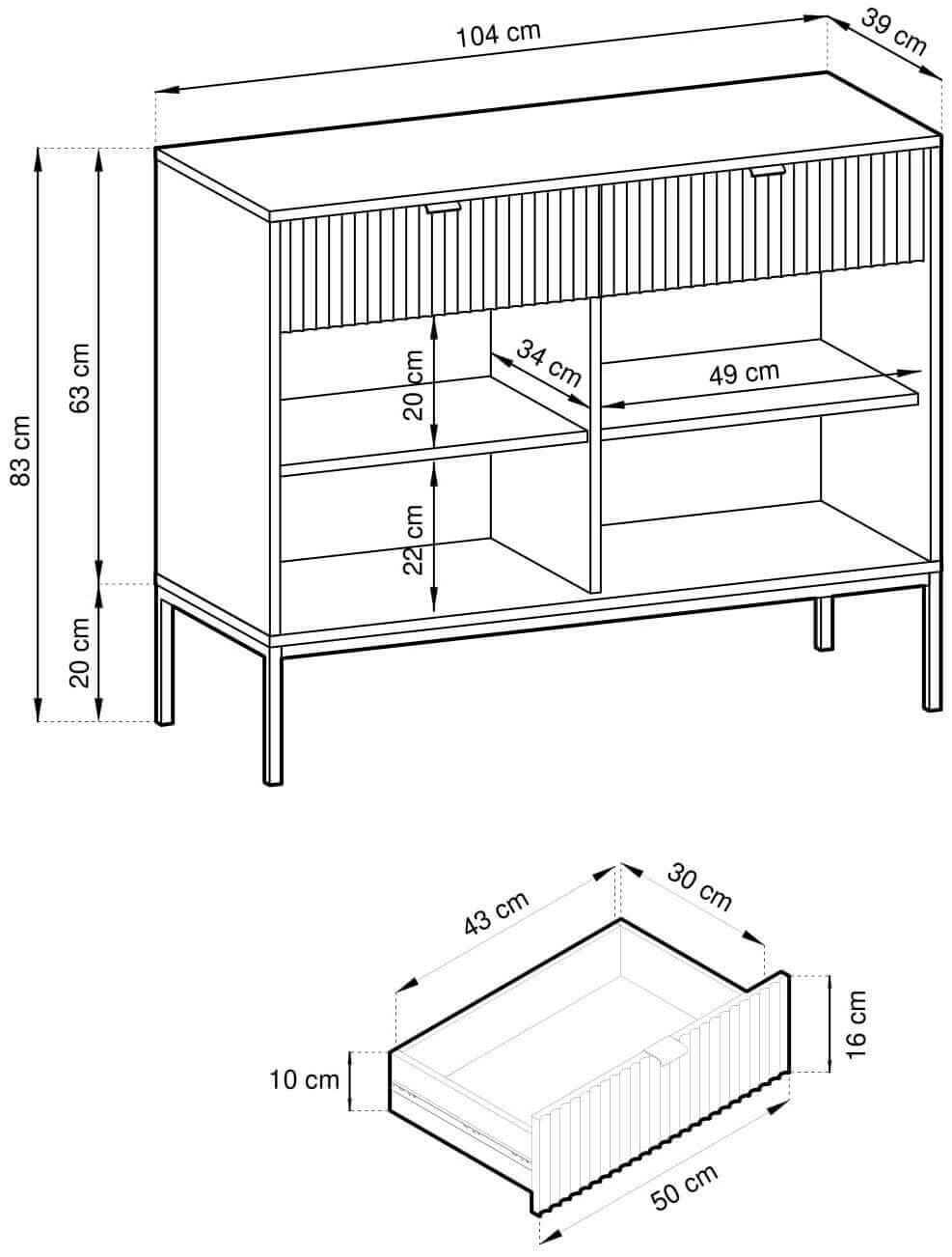 NOVA SZARY KOMODA - KSZ104