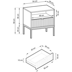 NOVA SZARY STOLIK NOCNY - S54