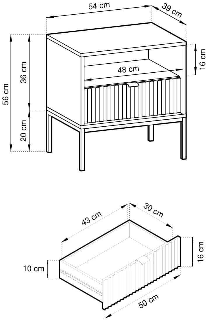 NOVA SZARY STOLIK NOCNY - S54