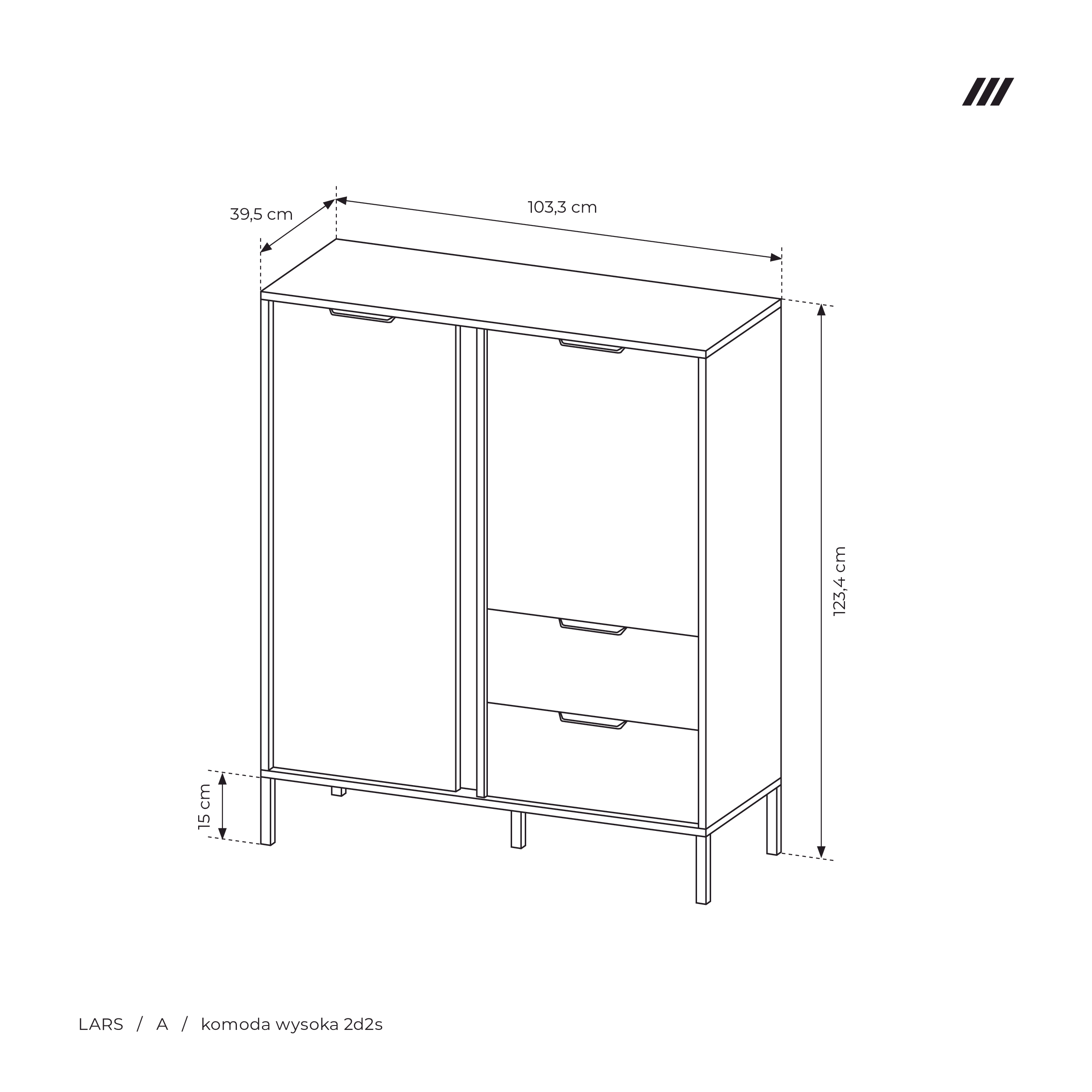 LARS A KOMODA WYSOKA 2D2S ANTRACYT