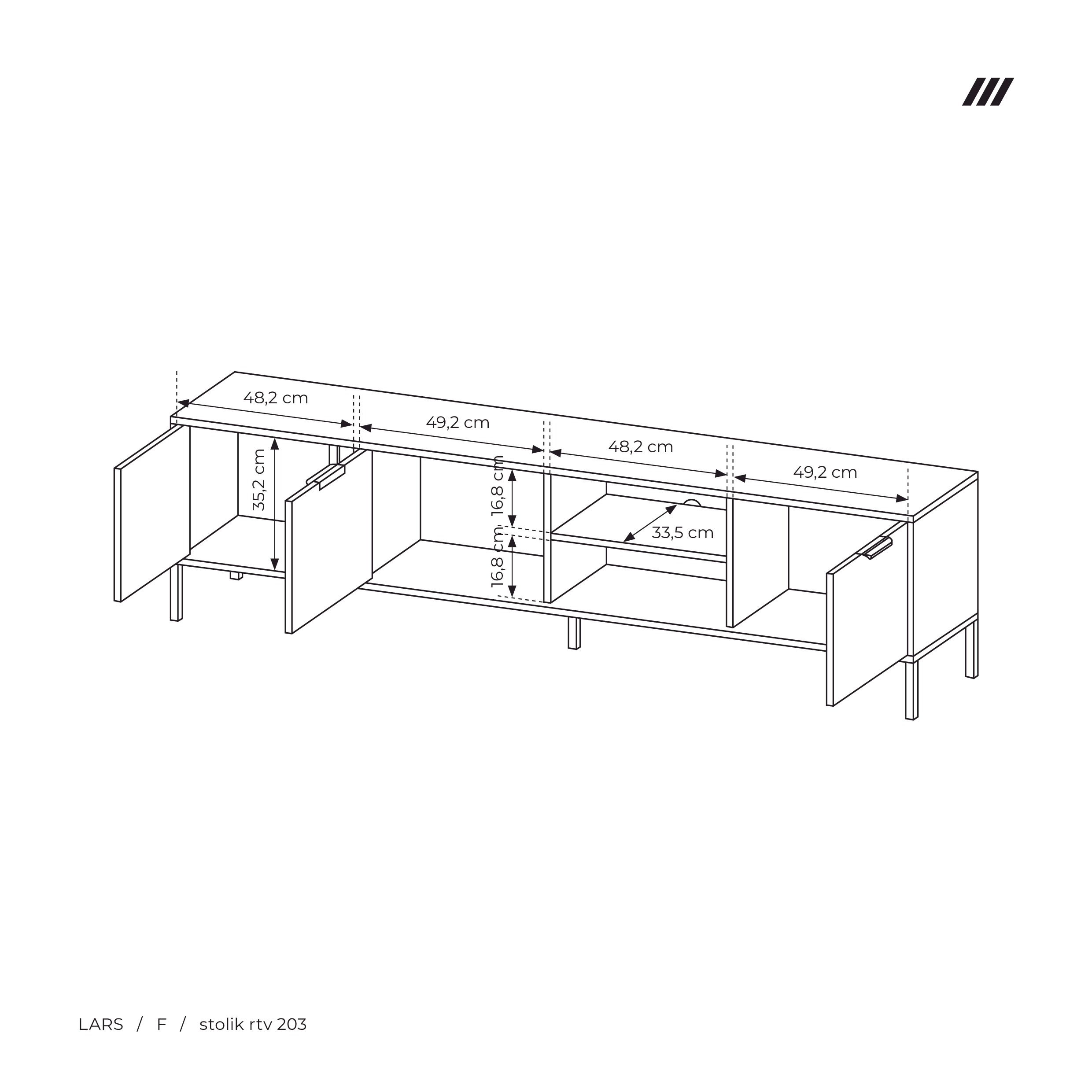 LARS F SZAFKA RTV 203 3D ANTRACYT