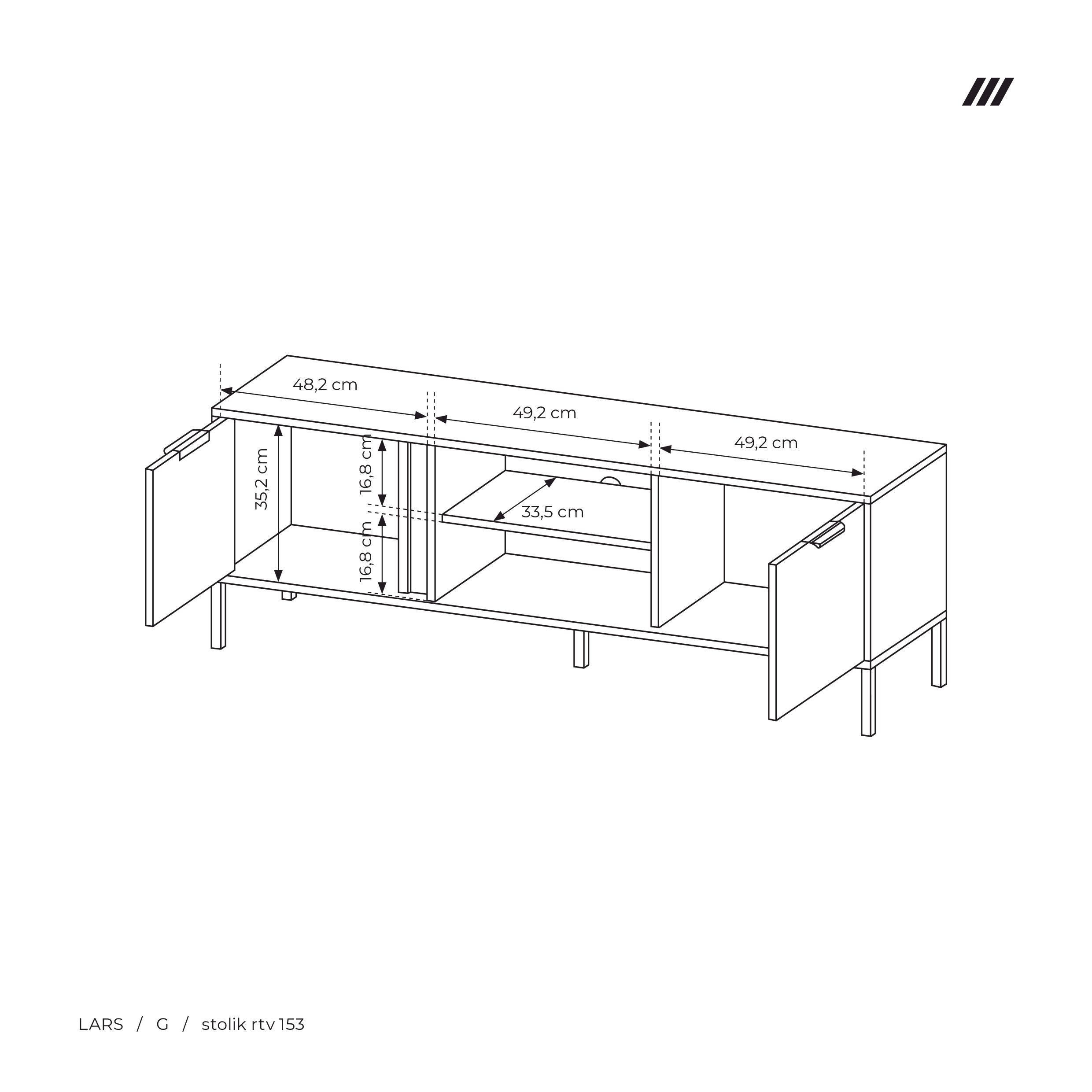 LARS G SZAFKA RTV 153 2D ANTRACYT