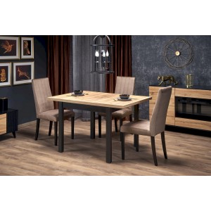 TIAGO KWADRAT stół rozkładany 90-125/90 blat: dąb craft, nogi: czarny