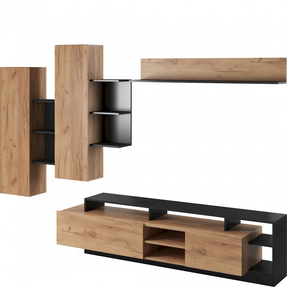 MEBLOŚCIANKA ALVA DĄB CRAFT + ANTRACYT