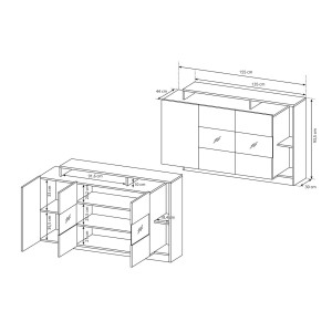 KOMODA ALVA DĄB CRAFT + ANTRACYT