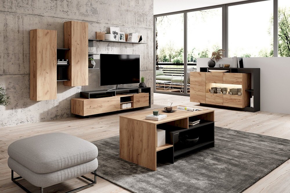 KOMODA ALVA DĄB CRAFT + ANTRACYT