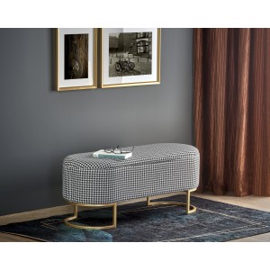 HARMONY ławka z funkcją pojemnika, czarny / biały / złoty