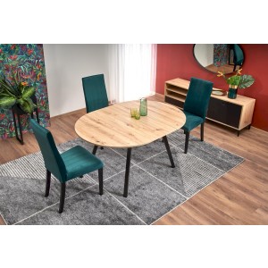 RUBEN stół kolor blat - dąb artisan, nogi - czarny (102-142x102x75 cm)