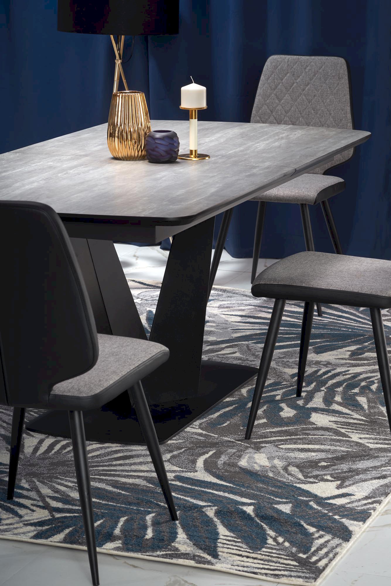 VINSTON stół rozkładany, blat - ciemny popiel / czarny, nogi - czarny