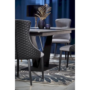 VINSTON stół rozkładany, blat - ciemny popiel / czarny, nogi - czarny