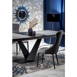 VINSTON stół rozkładany, blat - ciemny popiel / czarny, nogi - czarny